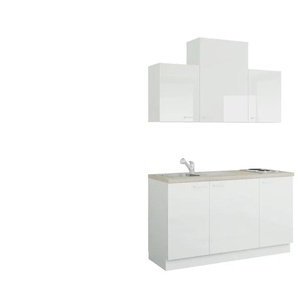 Küchenzeile mit Elektrogeräten - weiß - Materialmix - 150 cm | Möbel Kraft