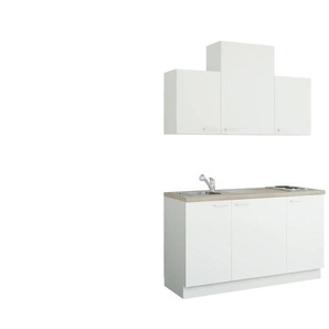 Küchenzeile mit Elektrogeräten - weiß - Materialmix - 150 cm | Möbel Kraft