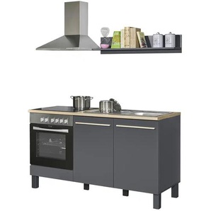 Küchenzeile mit Wandboard ohne Elektrogeräte und ohne Spüle Marum | grau | 160 cm | 90 cm | cm 60,0 |