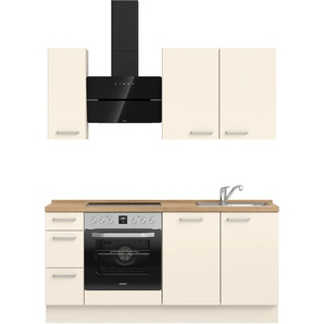 Küchenzeile NOBILIA Touch II, weiß (front: lacklaminat magnolia supermatt, korpus: magnolia matt, arbeitsplatte: eiche sierra nachbildung), B:180,3cm H:216,6cm T:60cm, Komplettküchen-Sets, vormontiert, Ausrichtung wählbar, Breite 180 cm, wahlw. mit