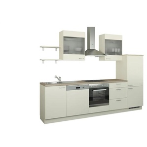 Küchenzeile ohne Elektrogeräte - creme - Materialmix - 290 cm | Möbel Kraft
