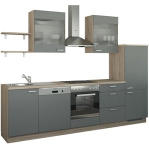 Küchenzeile ohne Elektrogeräte - creme - Materialmix - 290 cm | Möbel Kraft