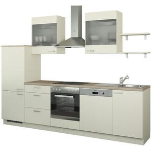 Küchenzeile ohne Elektrogeräte - creme - Materialmix - 290 cm | Möbel Kraft
