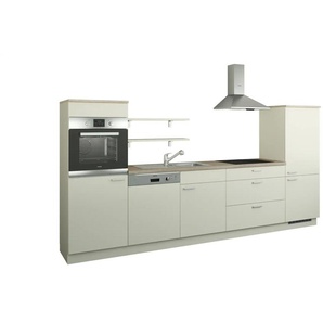 Küchenzeile ohne Elektrogeräte - creme - Materialmix - 330 cm | Möbel Kraft
