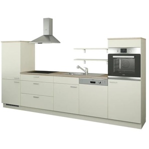 Küchenzeile ohne Elektrogeräte - creme - Materialmix - 330 cm | Möbel Kraft