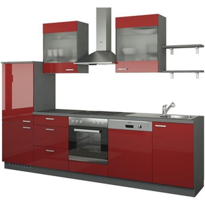 Küchenzeile ohne Elektrogeräte  Hamburg ¦ rot ¦ Maße (cm): B: 290