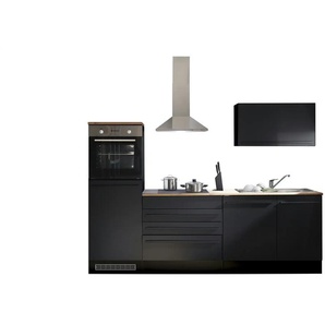 Küchenzeile ohne Elektrogeräte und Spüle  Lisse | schwarz | 260 cm | 200 cm | 60 cm |
