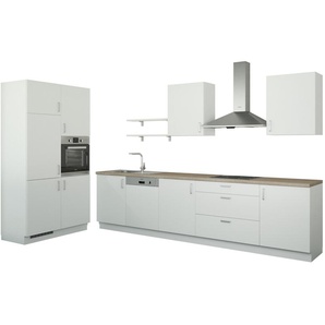 Küchenzeile ohne Elektrogeräte - weiß - Materialmix | Möbel Kraft