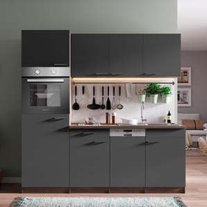 Küchenzeile Oliver IX 205 x 205 x 60cm Grau/Grau Glaskeramik