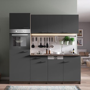 Küchenzeile Oliver IX 205 x 205 x 60cm Grau/Grau Kochplatte