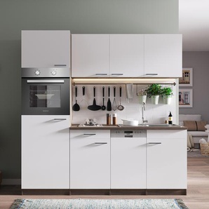 Küchenzeile Oliver IX 205 x 205 x 60cm Weiß/Weiß Kochplatte