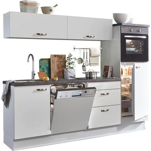 Küchenzeile OPTIFIT Cara Komplettküchen-Sets Gr. B/T: 240 cm x 60 cm, weiß (küche: weiß, weiß,, korpus: arbeitsplatte: santuru anthrazit) Küchenzeilen ohne Elektrogeräte mit Vollauszügen und Soft-Close-Funktion, Breite 240 cm