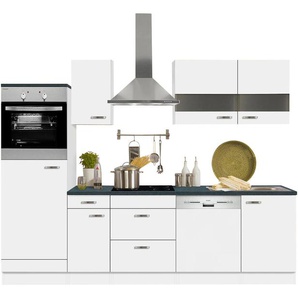 Küchenzeile OPTIFIT Lagos Komplettküchen-Sets Gr. B/T: 270 cm x 60 cm, weiß (küche: weiß, korpus: arbeitsplatte: anthrazit) Küchenzeilen ohne Elektrogeräte