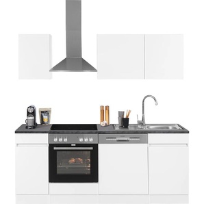 Küchenzeile OPTIFIT Roth Komplettküchen-Sets Gr. B/T: 210 cm x 60 cm, weiß (küche: weiß, anthrazit) Küchenzeilen mit Elektrogeräte E-Geräten, Breite 210 cm