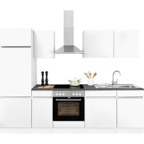 Küchenzeile OPTIFIT Roth Komplettküchen-Sets Gr. B/T: 270 cm x 60 cm, weiß (küche: weiß, basaltgrau, korpus: arbeitsplatte: basaltgrau) Küchenzeilen mit Elektrogeräte
