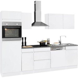 Küchenzeile OPTIFIT Roth Komplettküchen-Sets Gr. B/T: 270 cm x 60 cm, weiß (küche: weiß, basaltgrau, korpus: arbeitsplatte: basaltgrau) Küchenzeilen ohne Elektrogeräte