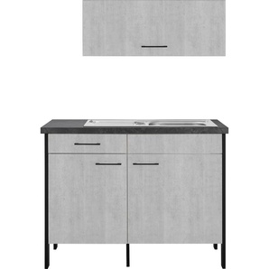Küchenzeile OPTIFIT Tokio Komplettküchen-Sets grau (küche: betonfarben) Küchenzeilen ohne Elektrogeräte