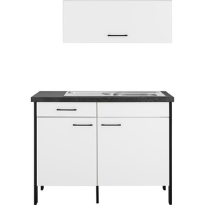 Küchenzeile OPTIFIT Tokio Komplettküchen-Sets weiß (küche: weiß) Küchenzeilen ohne Elektrogeräte 119 cm breit, mit Stahlgestell, Vollauszug
