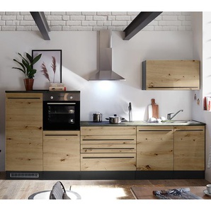 Küchenzeile I 320 x 200 x 60cm Braun/Eiche Artisan Dekor ohne Elektrogeräte