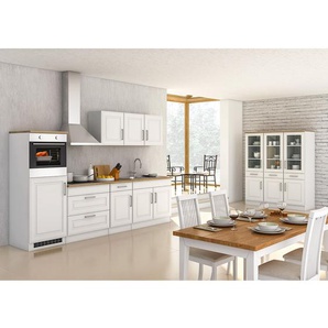 Küchenzeile Rom I 8-teilig 290 x 200 x 60cm Weiß/Weiß ohne Elektrogeräte