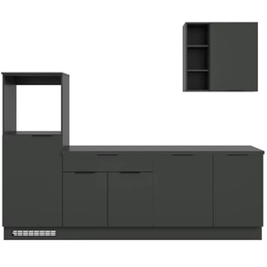 Küchenzeile - schwarz - Materialmix - 260 cm - 60 cm | Möbel Kraft