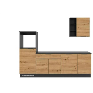 Küchenzeile - schwarz - Materialmix - 260 cm - 60 cm | Möbel Kraft