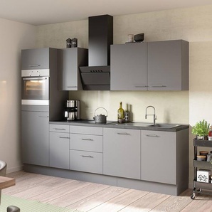 Küchenzeile Variante E 270 x 212 x 60cm Grau/Basalt ohne Elektrogeräte