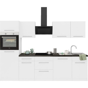 Küchenzeile WIHO KÜCHEN Unna Komplettküchen-Sets Gr. B/T: 280 cm x 60 cm, schwarz-weiß (küche: weiß, granit schwarz,, korpus: arbeitsplatte: granitschwarz) Küchenzeile Küchenzeilen ohne Elektrogeräte E-Geräte, Breite 280 cm