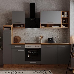 Küchenzeile Hilde II 13-teilig 250cm Grau/Grau