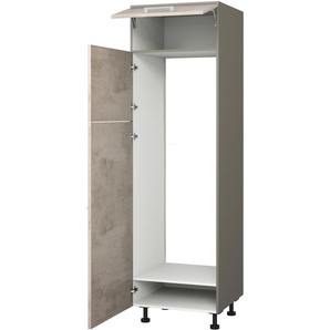 Kühlumbauschrank EXPRESS KÜCHEN Trea SKG-195-145 Schränke Gr. B/H/T: 60 cm x 195 cm x 56 cm, Türanschlag rechts, 2 St., grau (betonfarben hell, anthrazit) Kühlschrankumbauschränke für integrierte Kühl-Gefrierkombi 145,0 cm, Breite 60 Höhe 195 cm