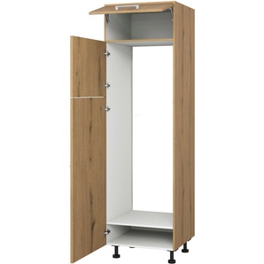 Kühlumbauschrank EXPRESS KÜCHEN Trea SKG-195-145 Schränke Gr. B/H/T: 60 cm x 195 cm x 56 cm, Türanschlag links, 2 St., braun (eiche astig) Kühlschrankumbauschränke für integrierte Kühl-Gefrierkombi 145,0 cm, Breite 60 Höhe 195 cm