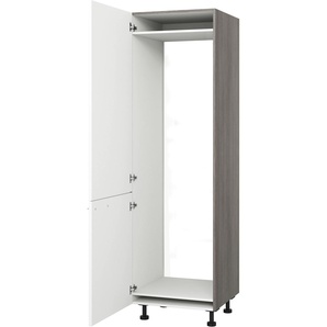 Kühlumbauschrank EXPRESS KÜCHEN Trea SKG-195-178 Schränke Gr. B/H/T: 60 cm x 195 cm x 56 cm, Türanschlag rechts, 2 St., weiß (weiß, eichefarben grau) Kühlschrankumbauschränke für integrierte Kühl-Gefrierkombi 176,6 cm, Breite 60 Höhe 195 cm