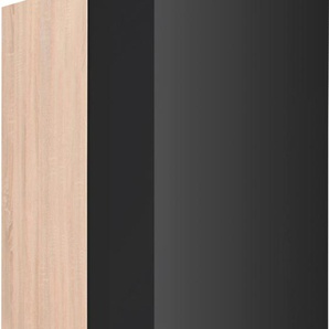 Kühlumbauschrank KOCHSTATION KS-Brindisi Schränke Gr. B/H/T: 60 cm x 200 cm x 60 cm, 2 St., schwarz (schwarz hochglanz, eiche sonoma) Kühlschrankumbauschränke