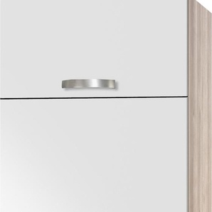 Kühlumbauschrank OPTIFIT Faro Schränke Gr. B/H/T: 60 cm x 206,8 cm x 57,1 cm, 2 St., weiß (weiß glanz) Kühlschrankumbauschränke mit Metallgriffen, Breite 60 cm