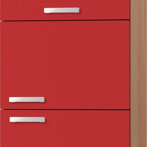 Kühlumbauschrank OPTIFIT Odense Schränke Gr. B/H/T: 60 cm x 206,8 cm x 57,1 cm, 2 St., rot (rot, buche) Kühlschrankumbauschränke 60 cm breit, 207 hoch, für Kühlgefrierkombinationen maß 144