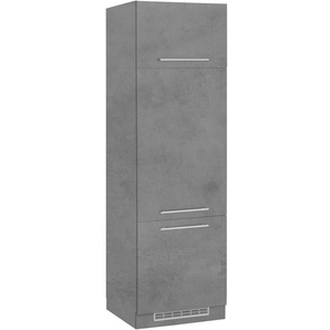 Kühlumbauschrank WIHO KÜCHEN Flexi2 Schränke Gr. B/H/T: 60 cm x 200 cm x 57 cm, grau (front und korpus: betonfarben) Kühlschrankumbauschränke