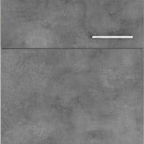 Kühlumbauschrank WIHO KÜCHEN Zell Schränke Gr. B/H/T: 60 cm x 200 cm x 57 cm, grau (front: betonfarben, korpus und arbeitsplatte: satin blackwood) Kühlschrankumbauschränke