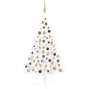 Künstlicher Halber Weihnachtsbaum mit LEDs & Kugeln Weiß 120cm