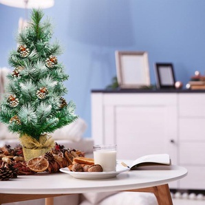 Künstlicher Mini-Weihnachtsbaum aus Schneebedeckter Kiefer mit Kiefernzapfen-Dekoration 60 cm