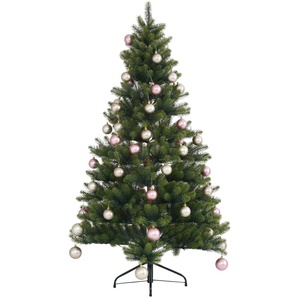 Künstlicher Weihnachtsbaum CREATIV DECO Fertig geschmückt Weihnachtsbäume Gr. Höhe: 150 cm bis, grün (grün, champagner, rosé) Künstliche Weihnachtsbäume mit 60 Kugeln und LED Beleuchtung