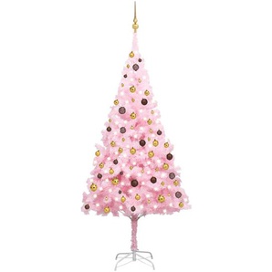 Künstlicher Weihnachtsbaum mit LEDs & Schmuck Rosa 240cm PVC