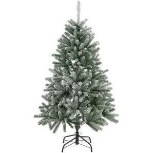 Künstlicher Weihnachtsbaum Talvi 140 cm grün mit Schnee und schwarzem Metallständer