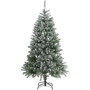 Künstlicher Weihnachtsbaum Talvi 180 cm in grün mit Schnee und schwarzem Metallständer