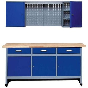 Kupper - Küpper Sparset 70421–7, 170 cm breit, Werkbank, Hängeschrank, ultramarinblau