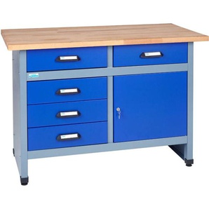 Kupper - Küpper Werkbank 12047, 120 cm breit, 1 Tür, 5 Schubladen, ultramarinblau