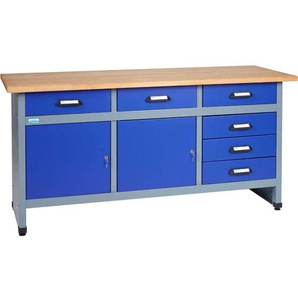 Kupper - Küpper Werkbank 12177, 170 cm breit, 2 Türen, 6 Schubladen, ultramarinblau