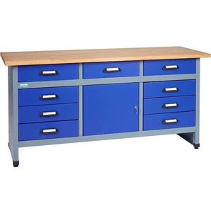 Kupper - Küpper Werkbank 12877, 170 cm breit, 1 Tür, 9 Schubladen, ultramarinblau