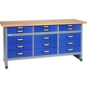 Kupper - Küpper Werkbank 12977, 170 cm breit, 15 Schubladen, ultramarinblau