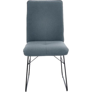 Kufenstuhl K+W KOMFORT & WOHNEN Stühle Gr. B/H/T: 46 cm x 91 cm x 62 cm, 1 St., Flachgewebe Q2 2250, Metall, blau (petrol, schwarz) Weitere Stühle