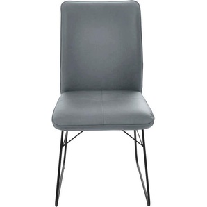 Kufenstuhl K+W KOMFORT & WOHNEN Stühle Gr. B/H/T: 46 cm x 91 cm x 62 cm, 1 St., Leder CLOUD, Metall, blau (aqua, schwarz) Weitere Stühle